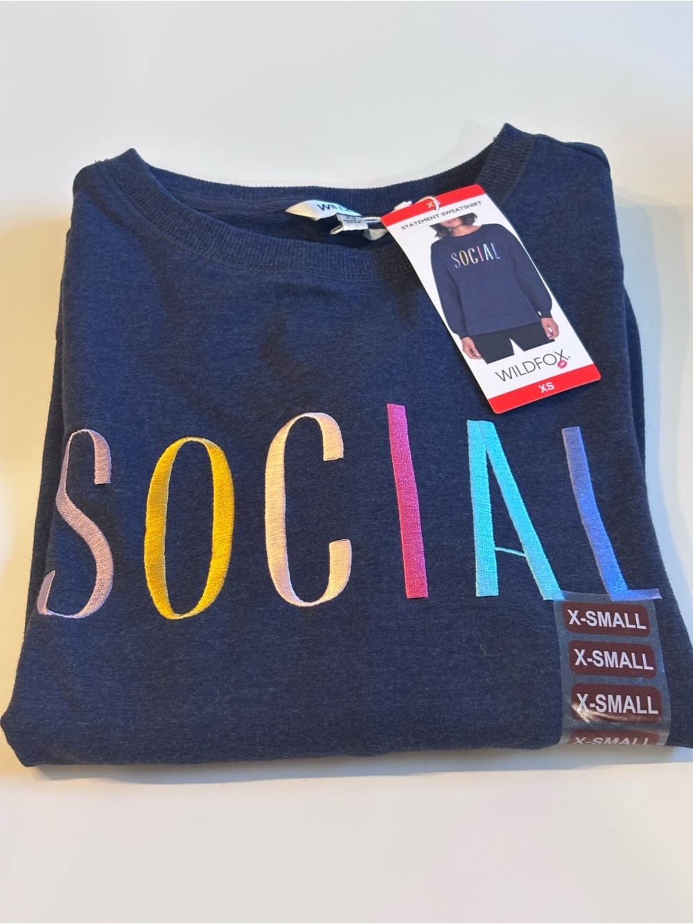 Wildfox Social Sweatshirt, women’s - XS, Navy, NWT